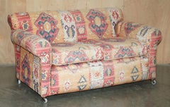 EXQUISITE ORIGINAL EDWARDIAN KILIM UPHOLSTERED SOFA CHAISE LOUNGE WiTH DROP ARM