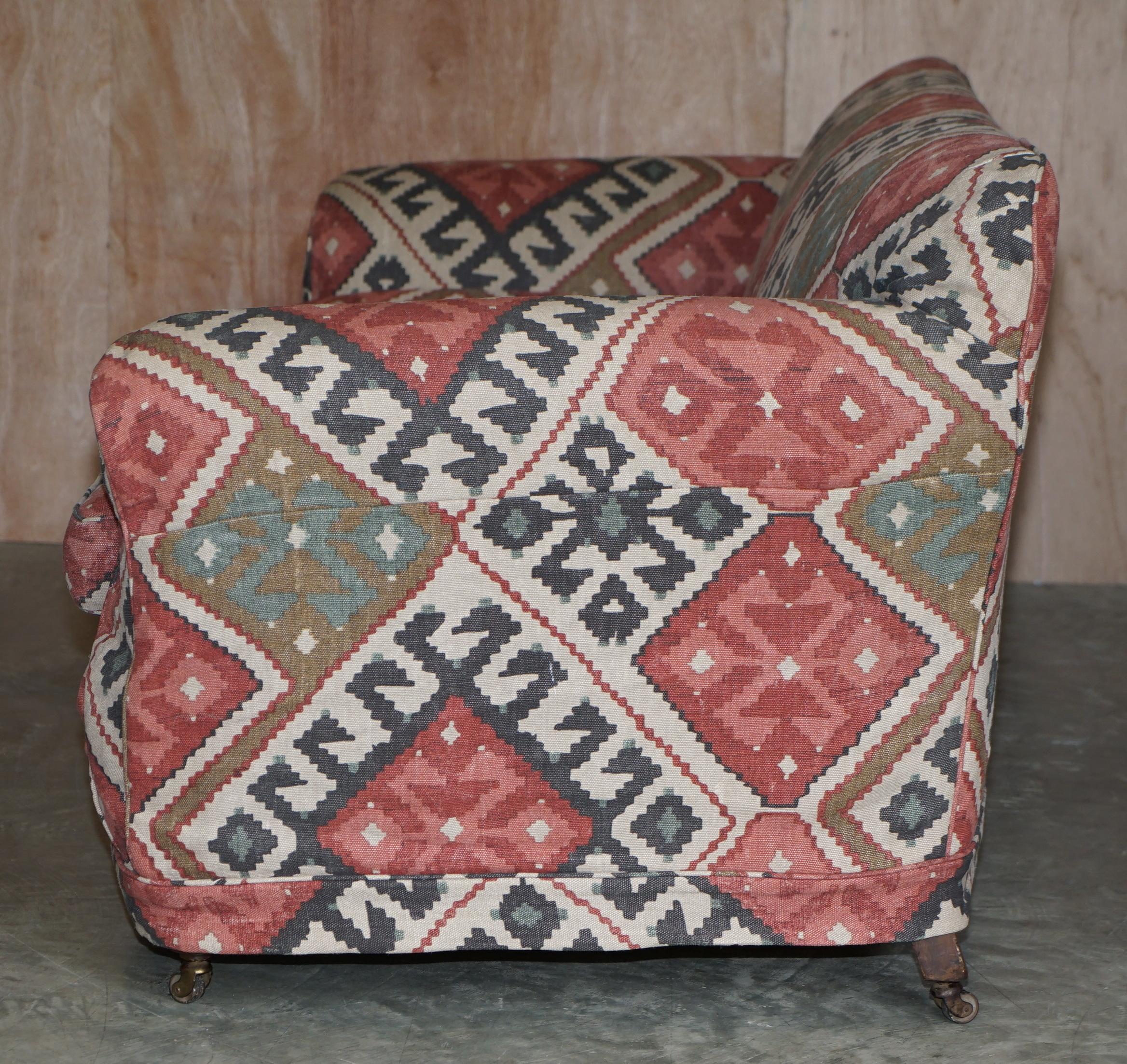 Original viktorianisches gepolstertes Kilim-Sofa, Hartholz, gedrechselte Vorderbeine im Angebot 5