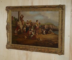 EXQUISITE ORiGINAL W.G FOSTER LARGE OIL PAINTING "WAITING FOR THE FLEETS RETURN"