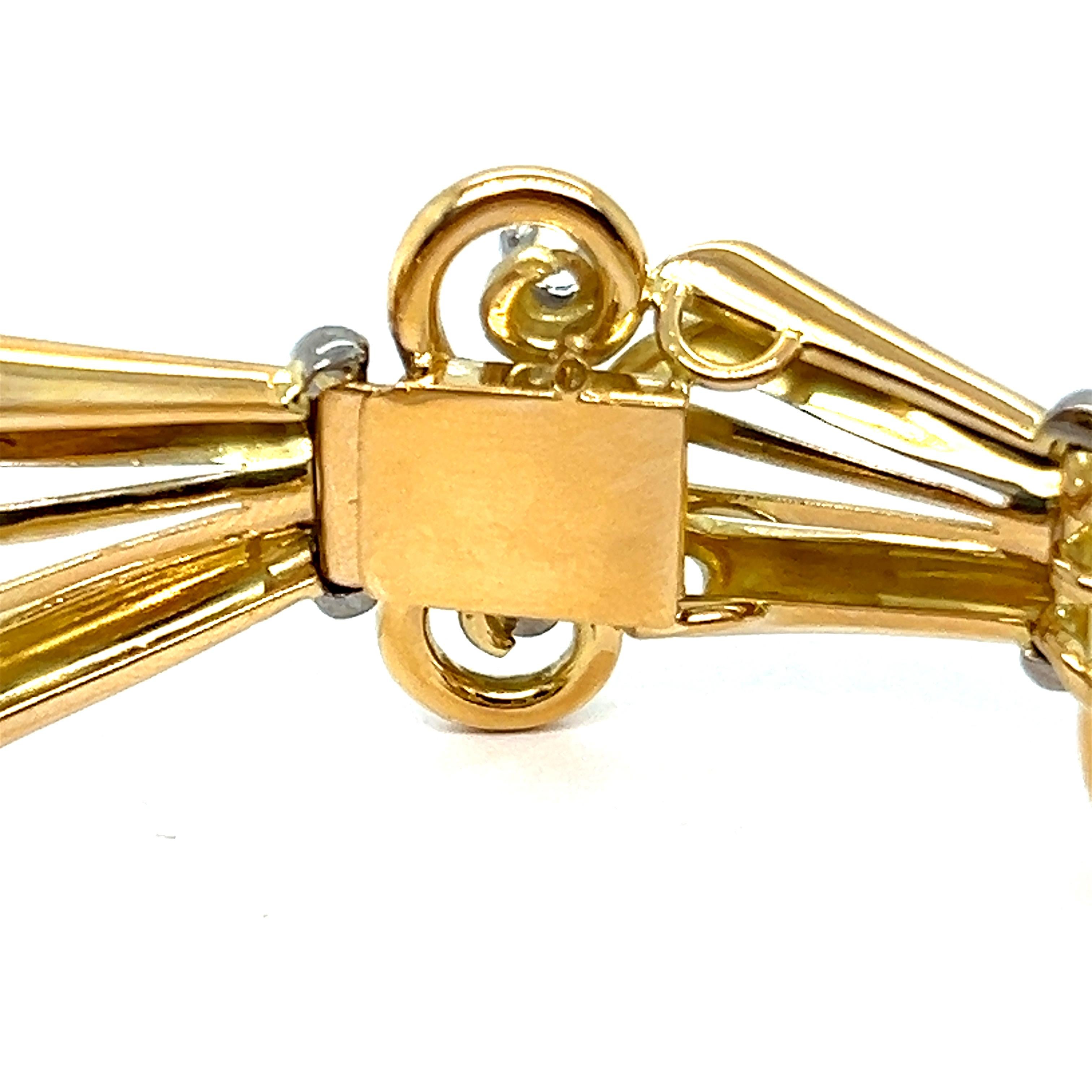 Brilliant Cut Exquisite Ornate Bracelet with Diamonds in 18 Karat Yellow & White Gold For Sale