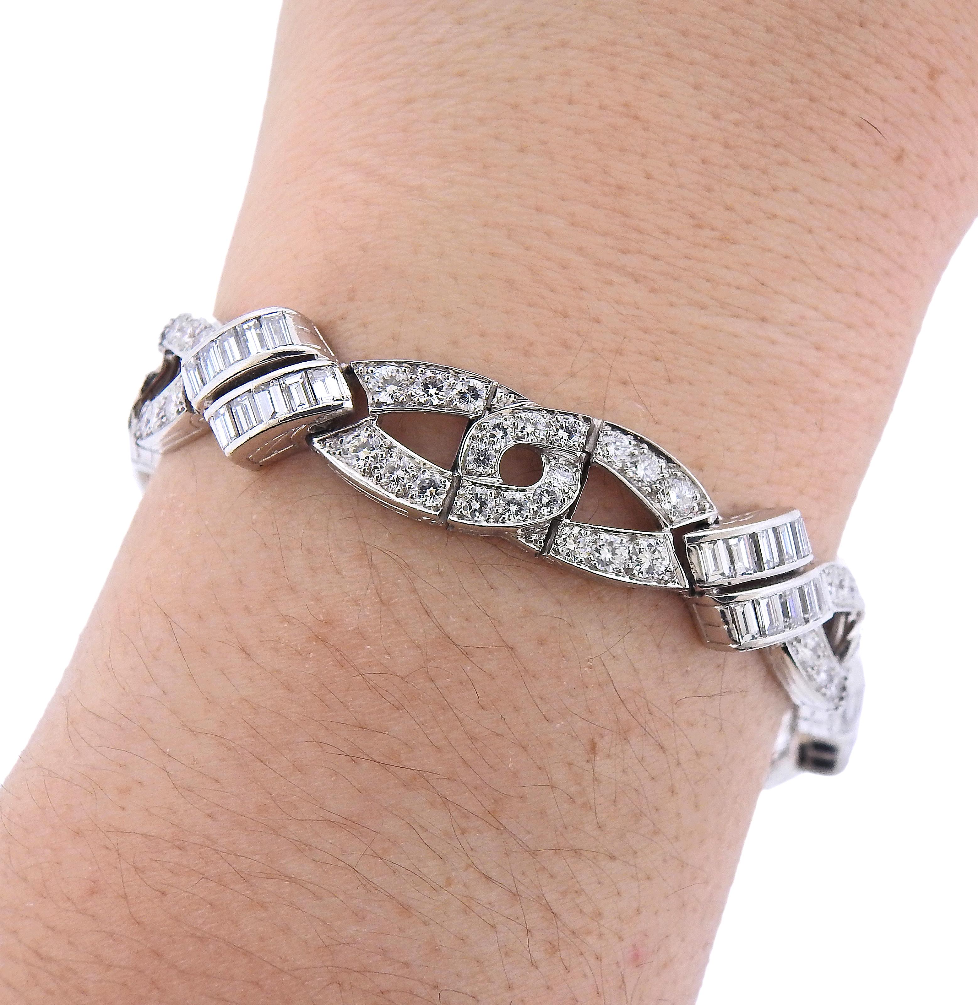 Round Cut Exquisite Oscar Heyman Bros. Diamond Platinum Bracelet For Sale