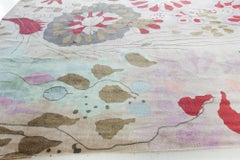 Exquisite Oversized Modern Abstract Silk Rug In Taupe "Dhalia"