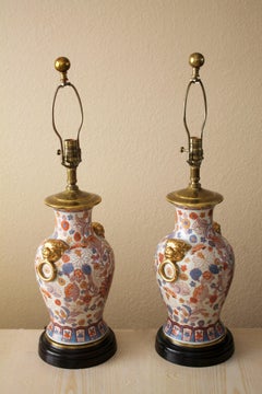 Exquisite Pair! Frederick Cooper Chinoiserie Ormolu Table Lamps! Brass Porcelain