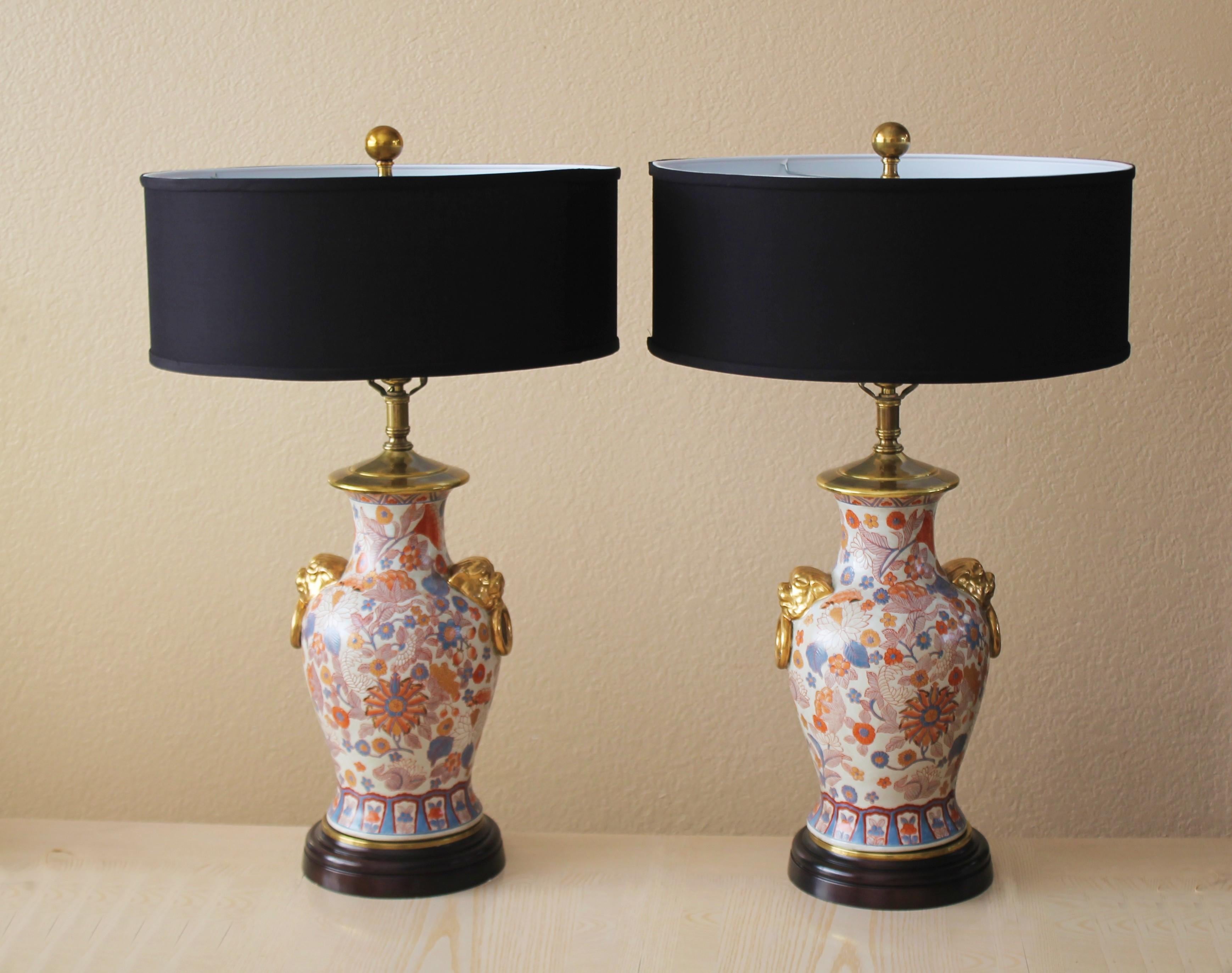 Exquisite Pair! Frederick Cooper Chinoiserie Ormolu Table Lamps! Brass Porcelain For Sale 3