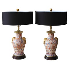 Exquisite Pair! Frederick Cooper Chinoiserie Ormolu Table Lamps! Brass Porcelain