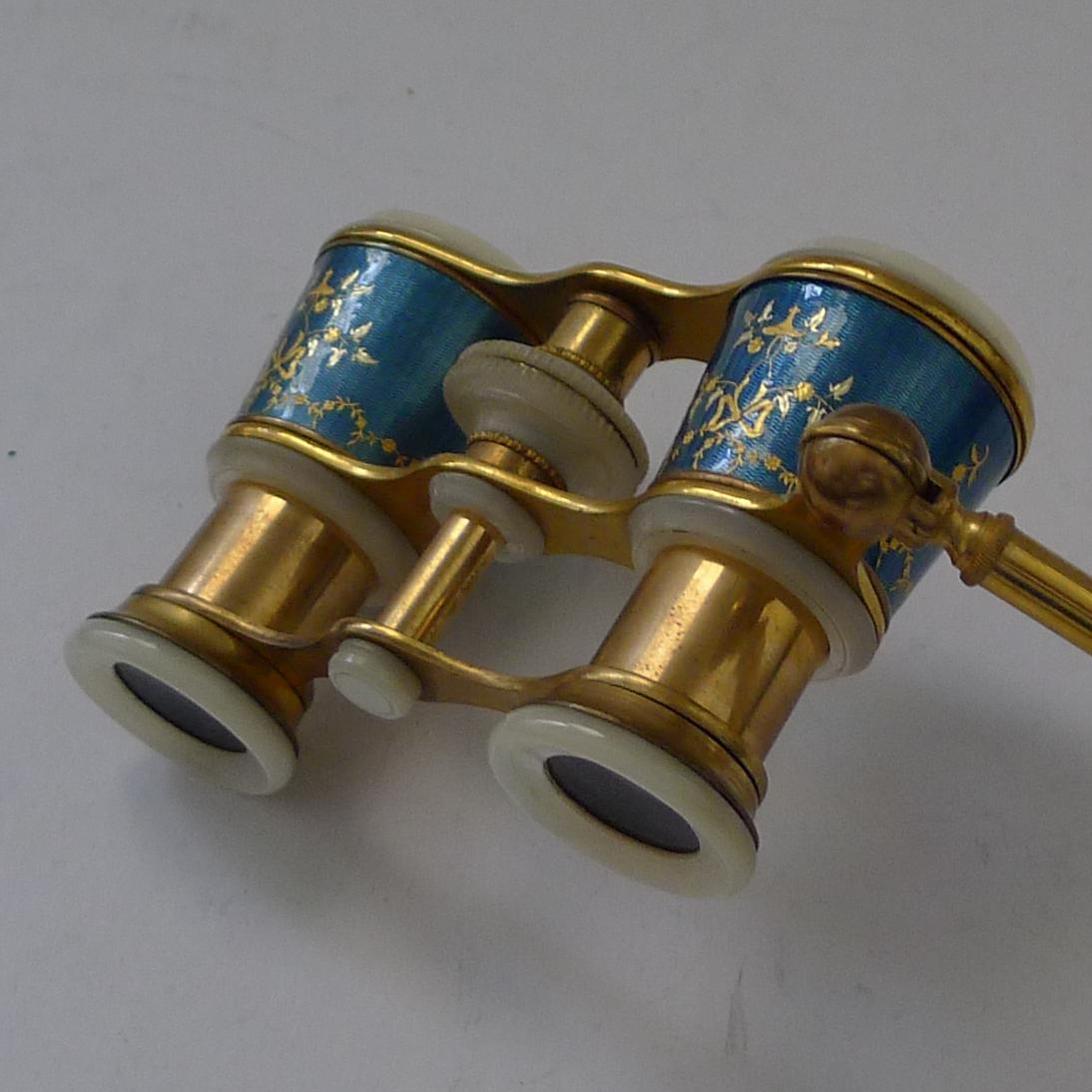 Exquisite Pair French Enamel Opera Glasses c.1920 en vente 3