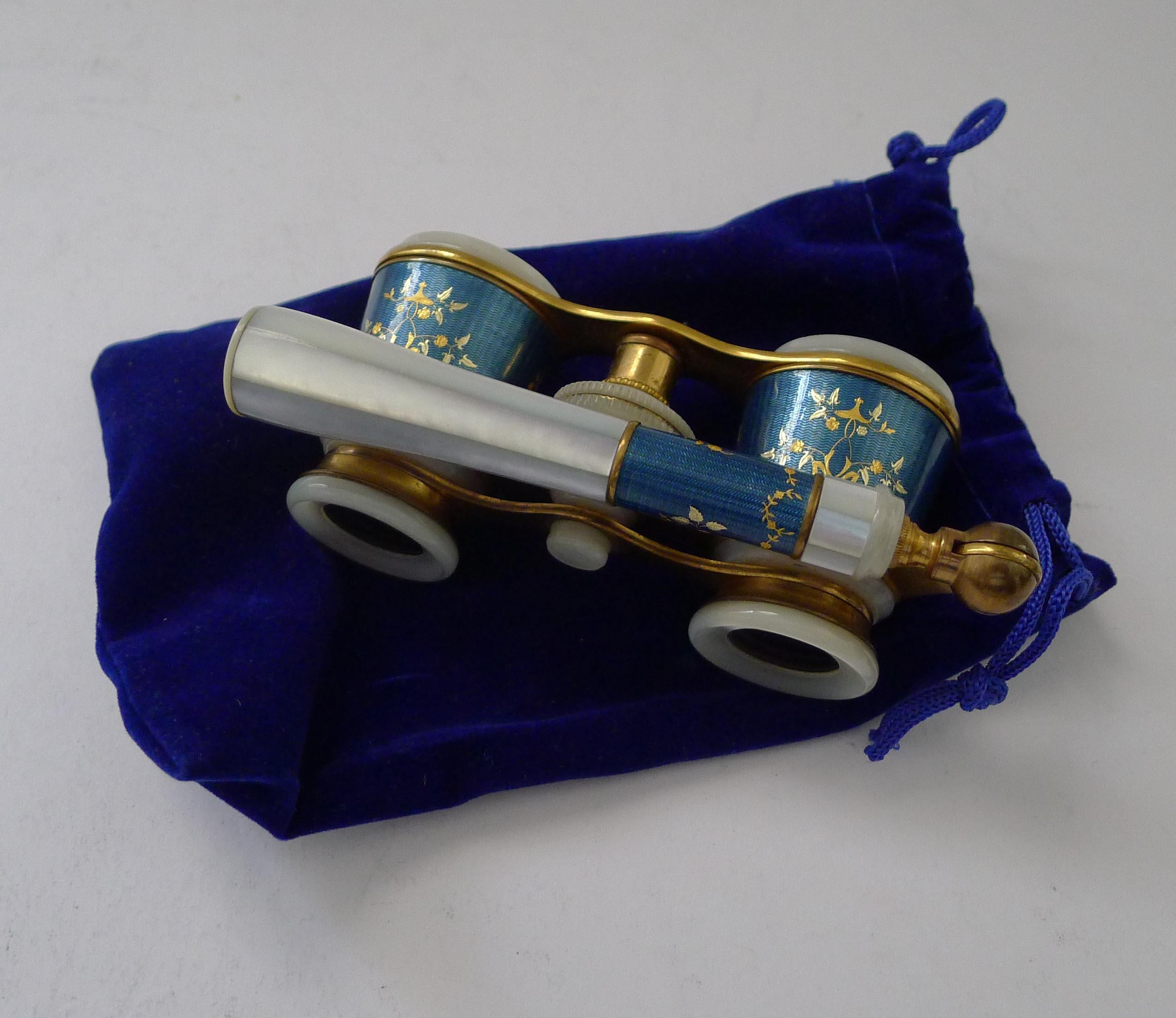 Exquisite Pair French Enamel Opera Glasses c.1920 en vente 4