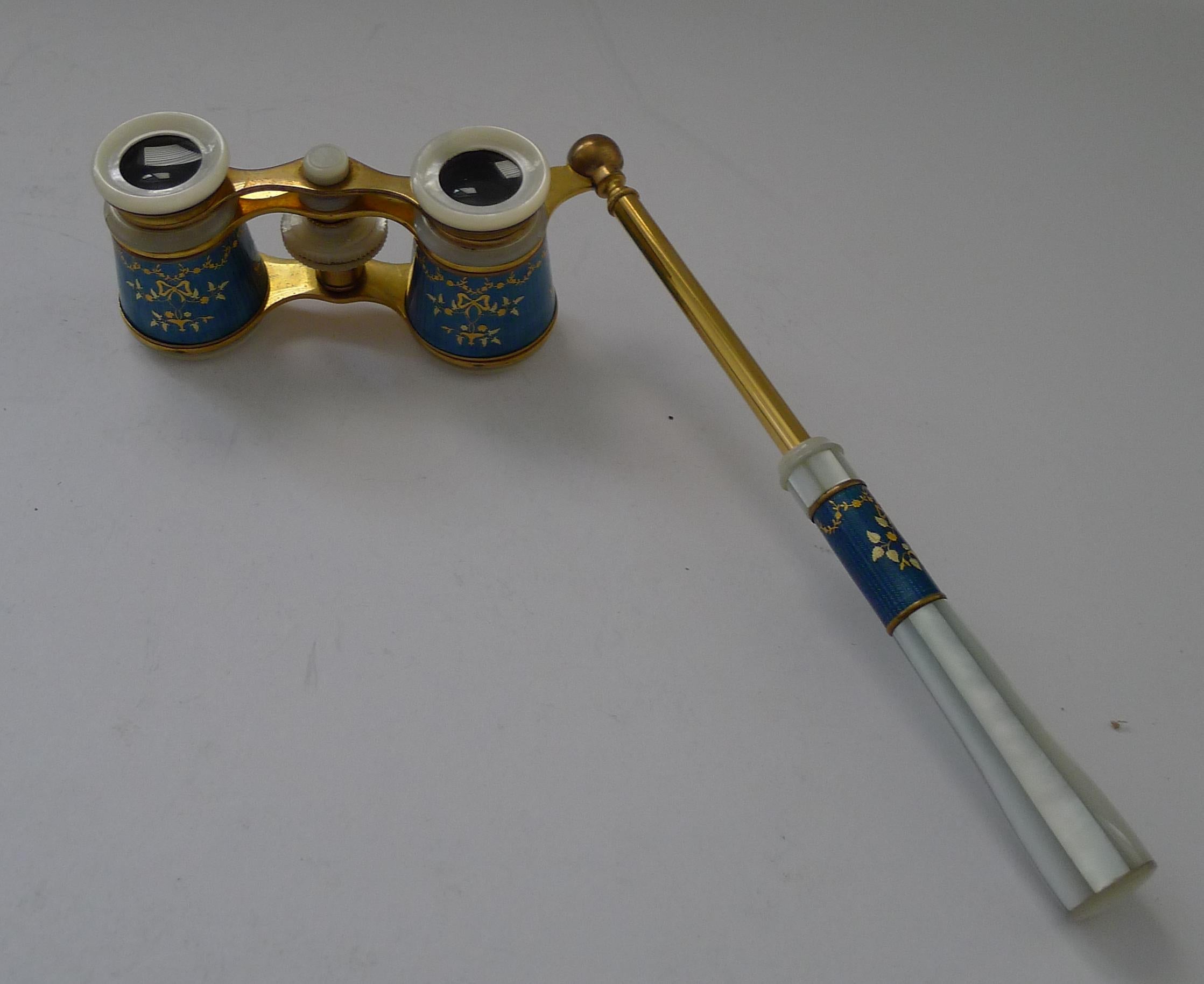 Français Exquisite Pair French Enamel Opera Glasses c.1920 en vente