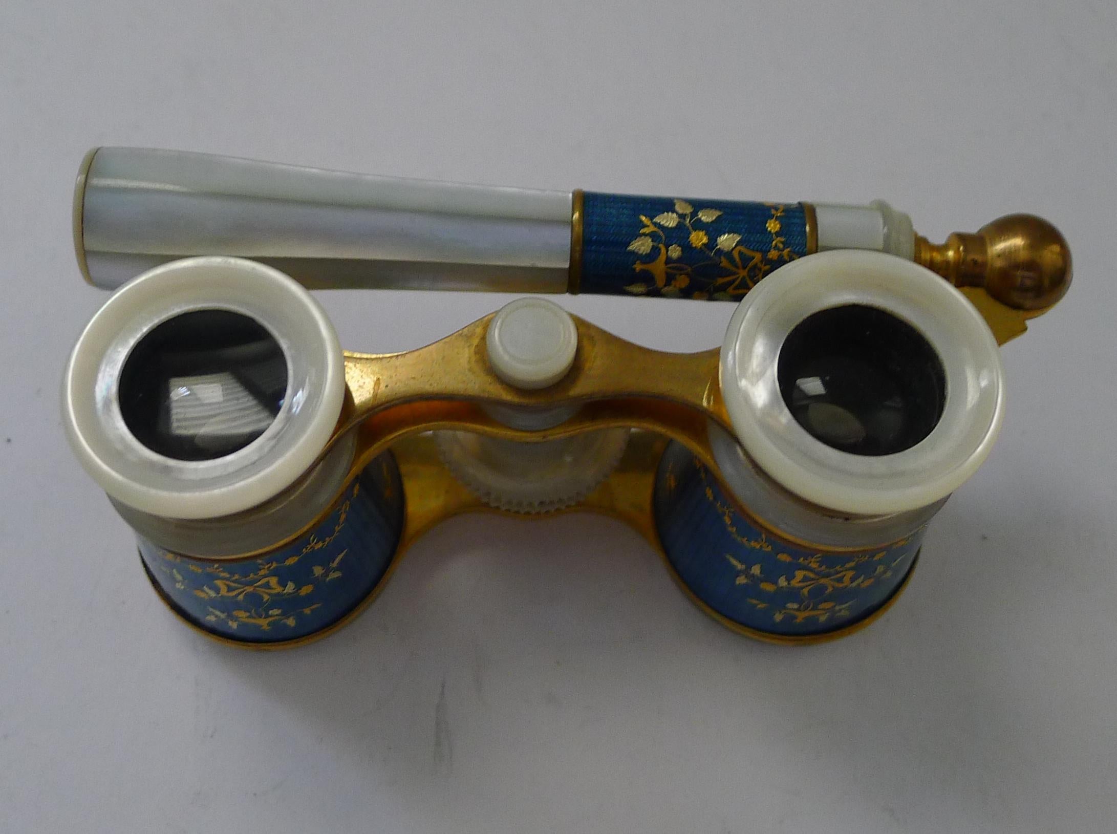 Exquisite Pair French Enamel Opera Glasses c.1920 en vente 1