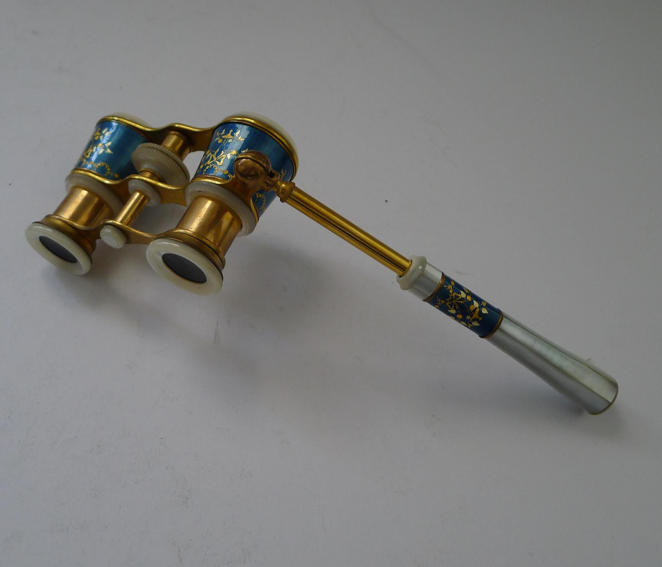 Exquisite Pair French Enamel Opera Glasses c.1920 en vente 2