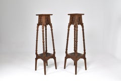 Exquisite Pair of 1930s Moorish Pedestal Tables