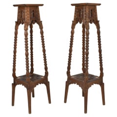 Exquisite Pair of 1930s Moorish Pedestal Tables