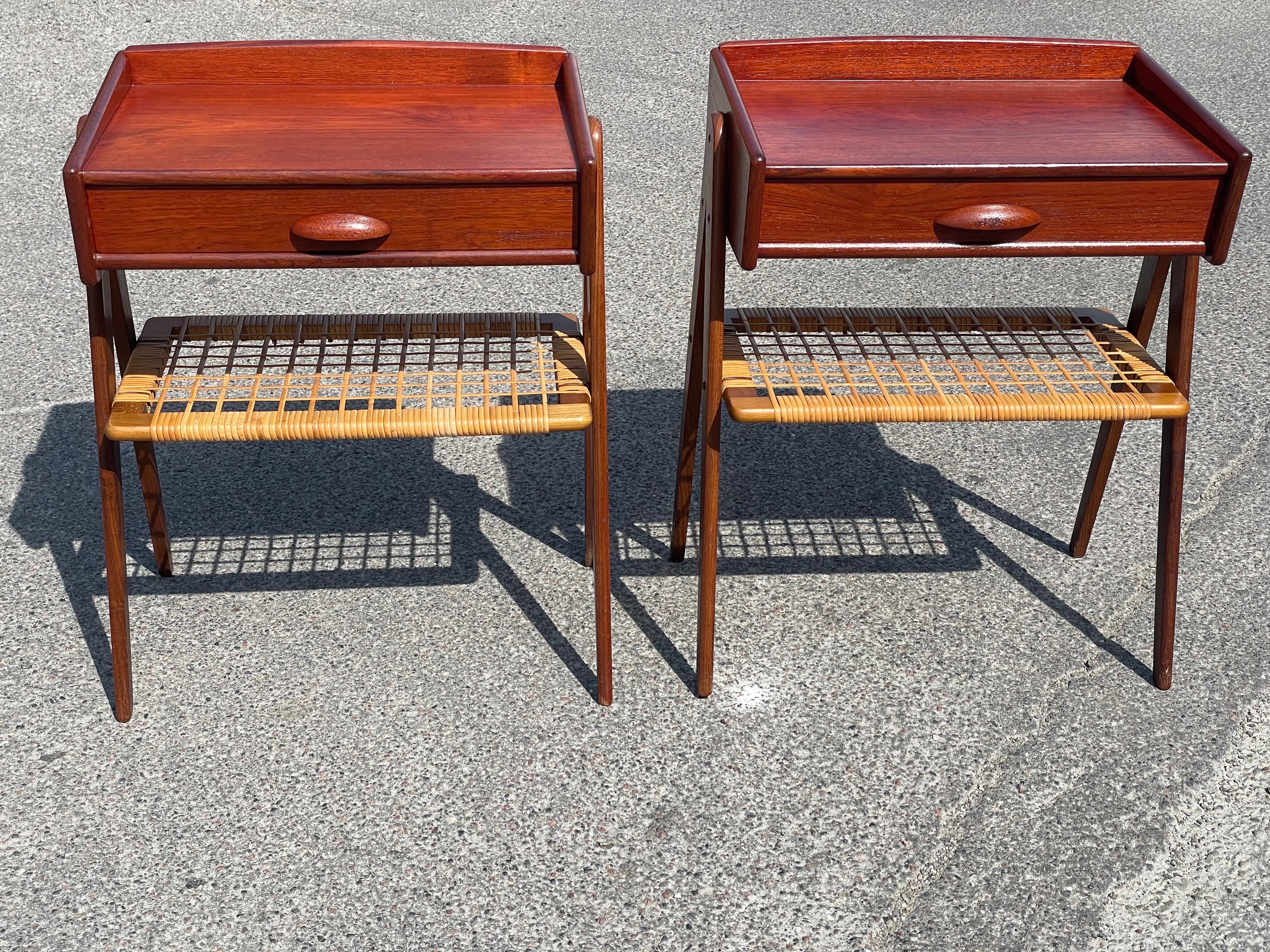 Teck Exquise paire de tables de nuit en teck Søren Rasmussen des années 1960