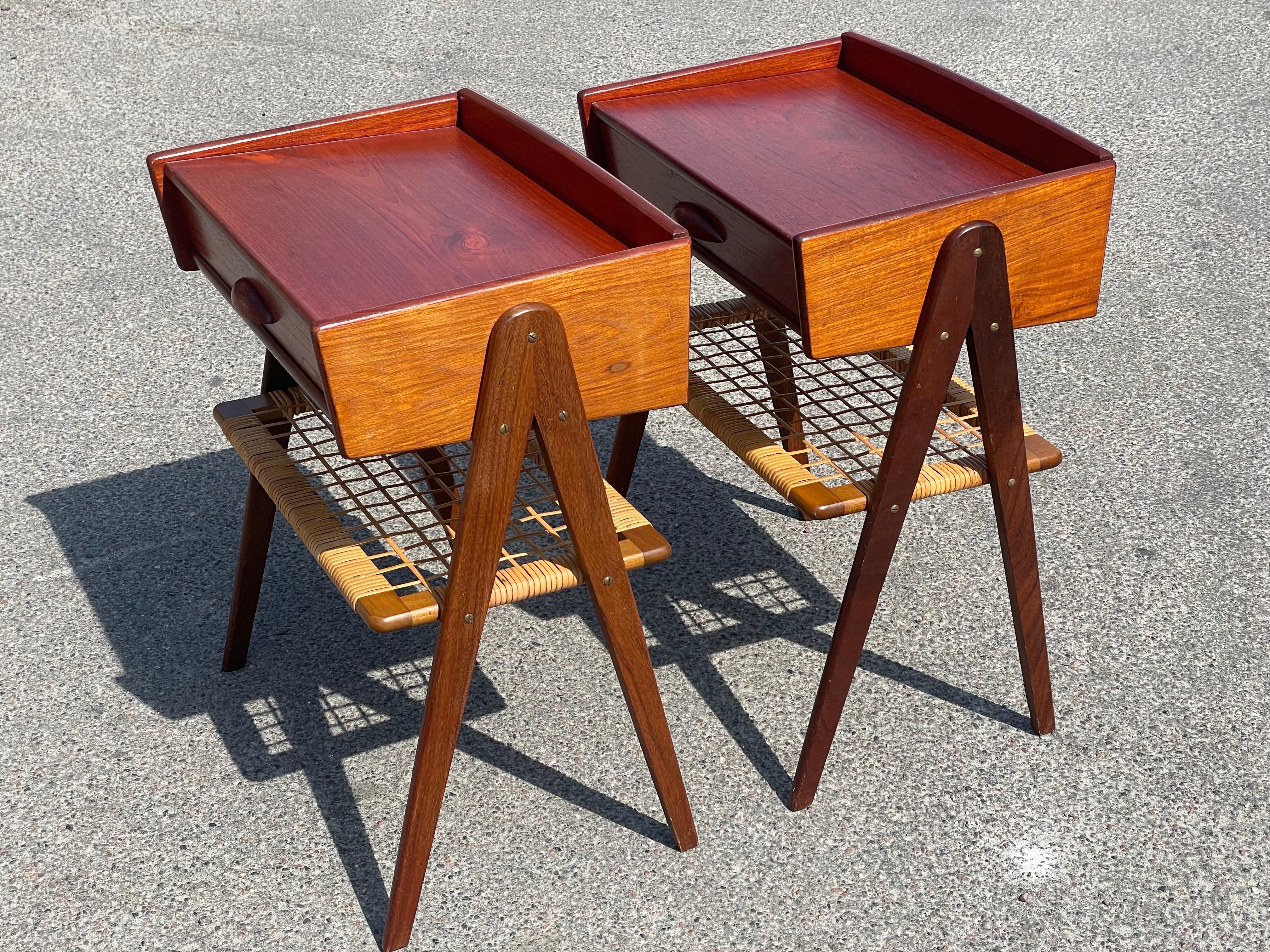 Exquise paire de tables de nuit en teck Søren Rasmussen des années 1960 1