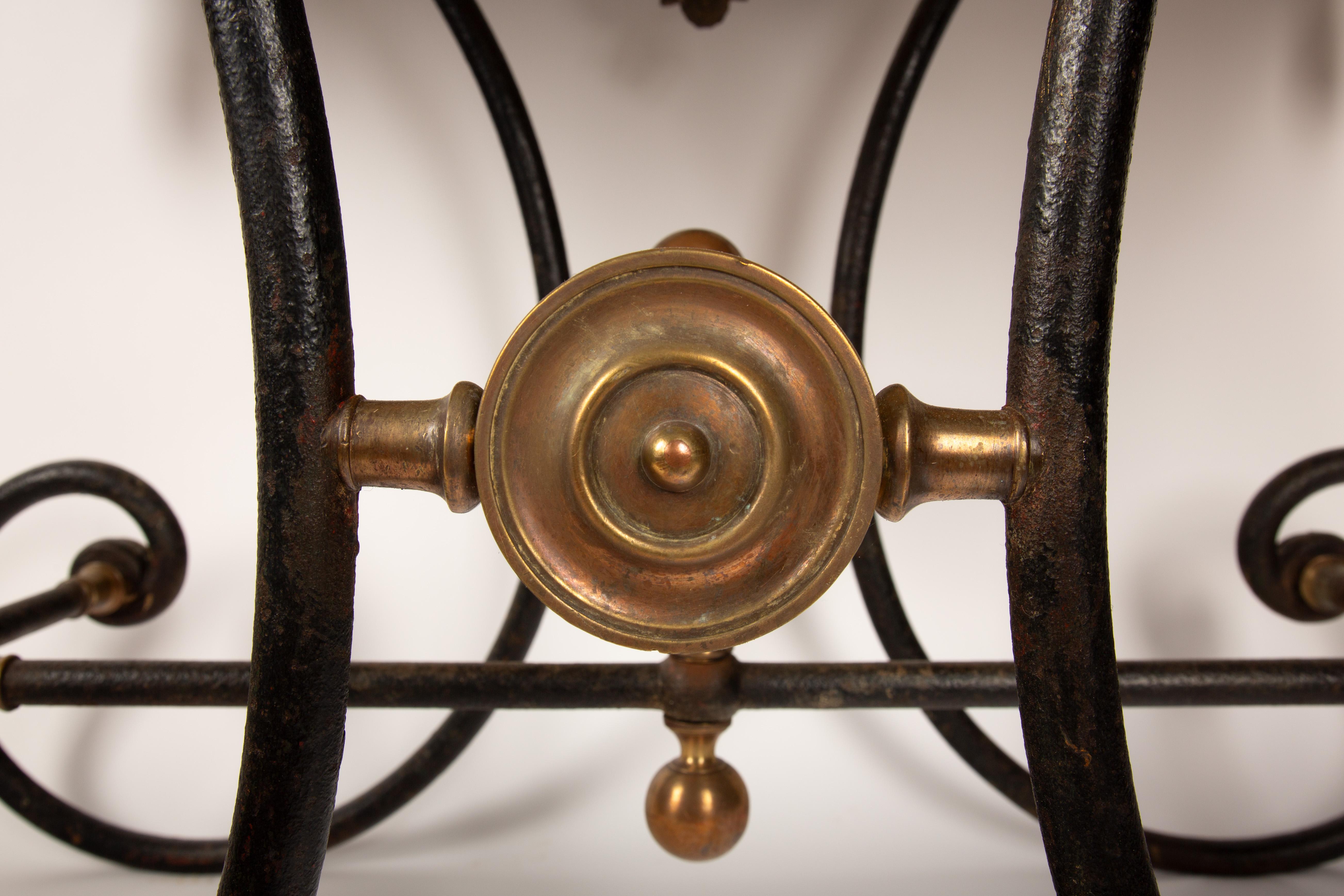 Exquisite Pair of 19th Cast Iron Baker’s Tables with Contemporary Marble Tops 4