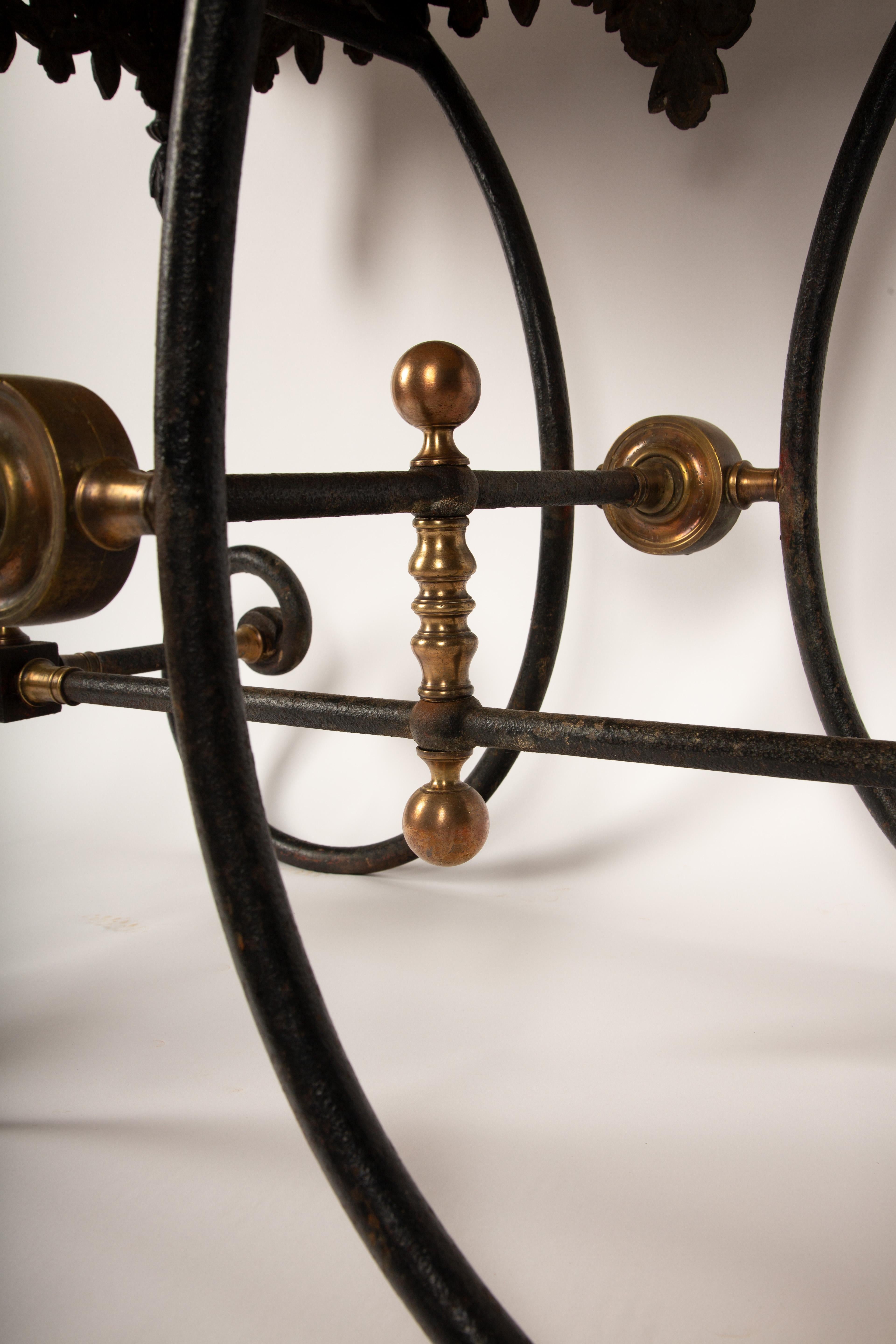 Exquisite Pair of 19th Cast Iron Baker’s Tables with Contemporary Marble Tops 2