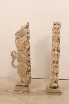 Exquisite Pair of 19th Century Hand Carved Hindu Temple Struts, South India
