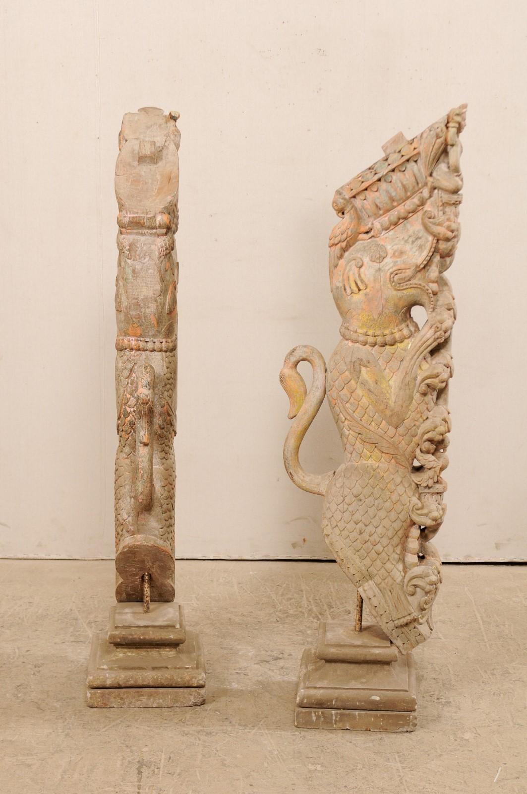 Indian Exquisite Pair of 19th Century Hand Carved Hindu Temple Struts, South India For Sale