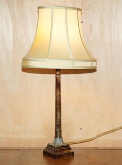 EXQUISITE PAiR OF 78CM TALL CORINTHIAN PILLAR METAL TABLE LAMPS PAINTED FINISH