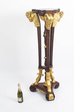 Exquisite Pair of Adam Revival Mahogany Giltwood Pedestals Torcheres