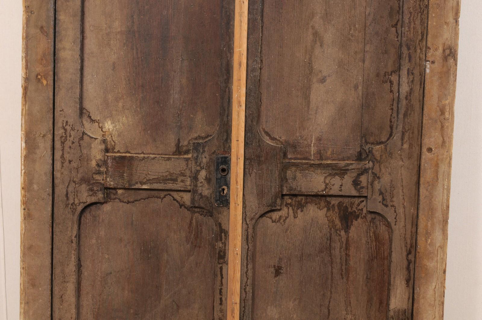 Exquisite Pair of Arched 19th Century Spanish Carved Wood Doors with Casing 3