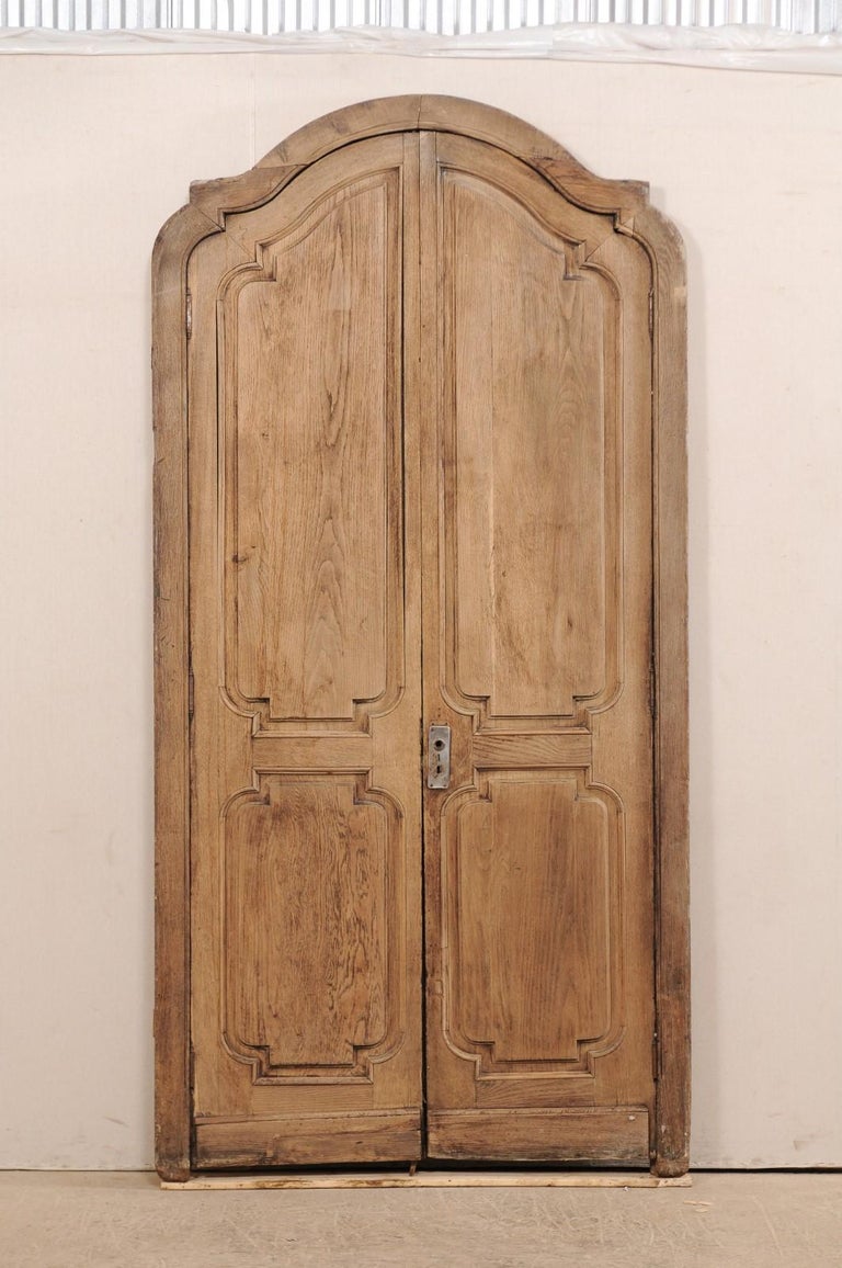 Exquisite Pair of Arched 19th Century Spanish Carved Wood Doors with Casing at 1stDibs antique