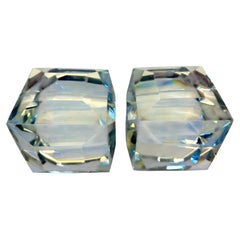 Exquisite Pair of Art Deco Style "Emerald Cut" Faceted Crystal Bookends