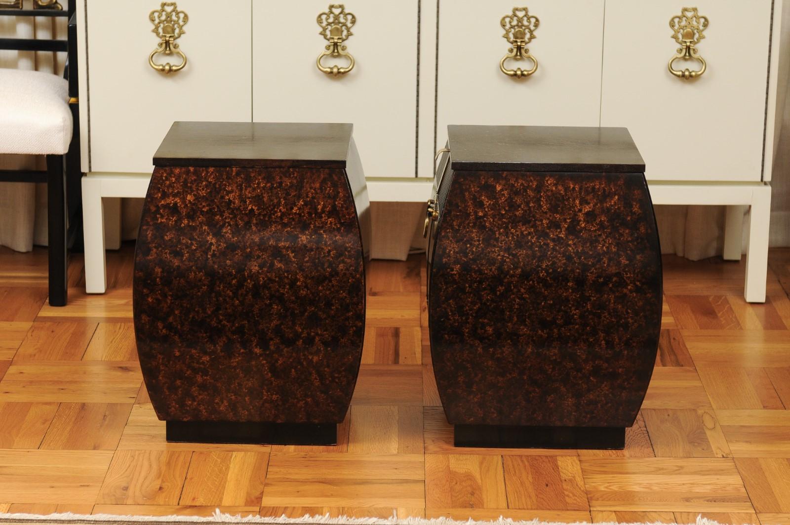 Exquisite Pair of Bombe Small Chests by Bert England for Widdicomb, circa 1965 For Sale 1