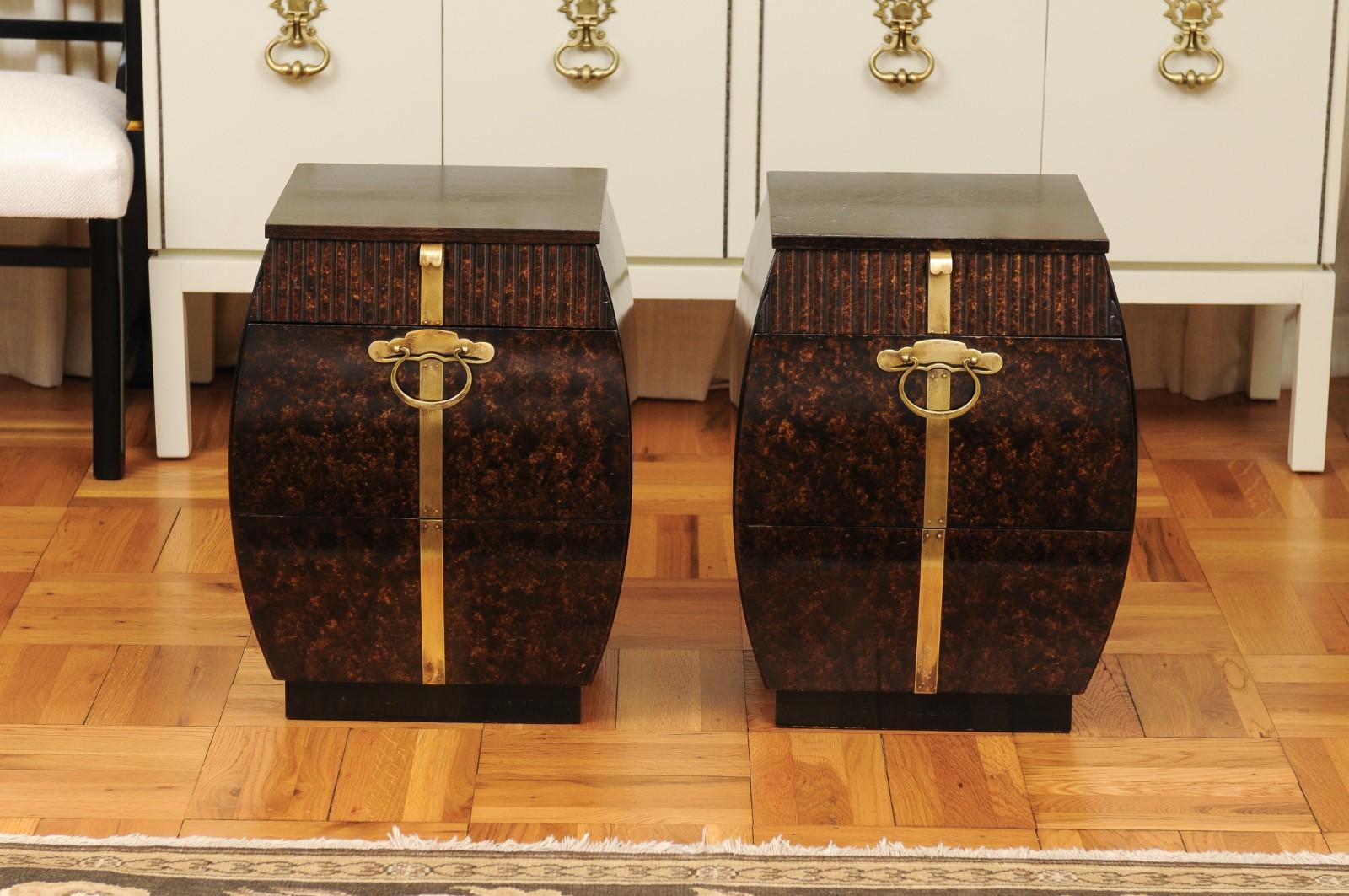 Mid-Century Modern Exquisite Pair of Bombe Small Chests by Bert England for Widdicomb, circa 1965 For Sale