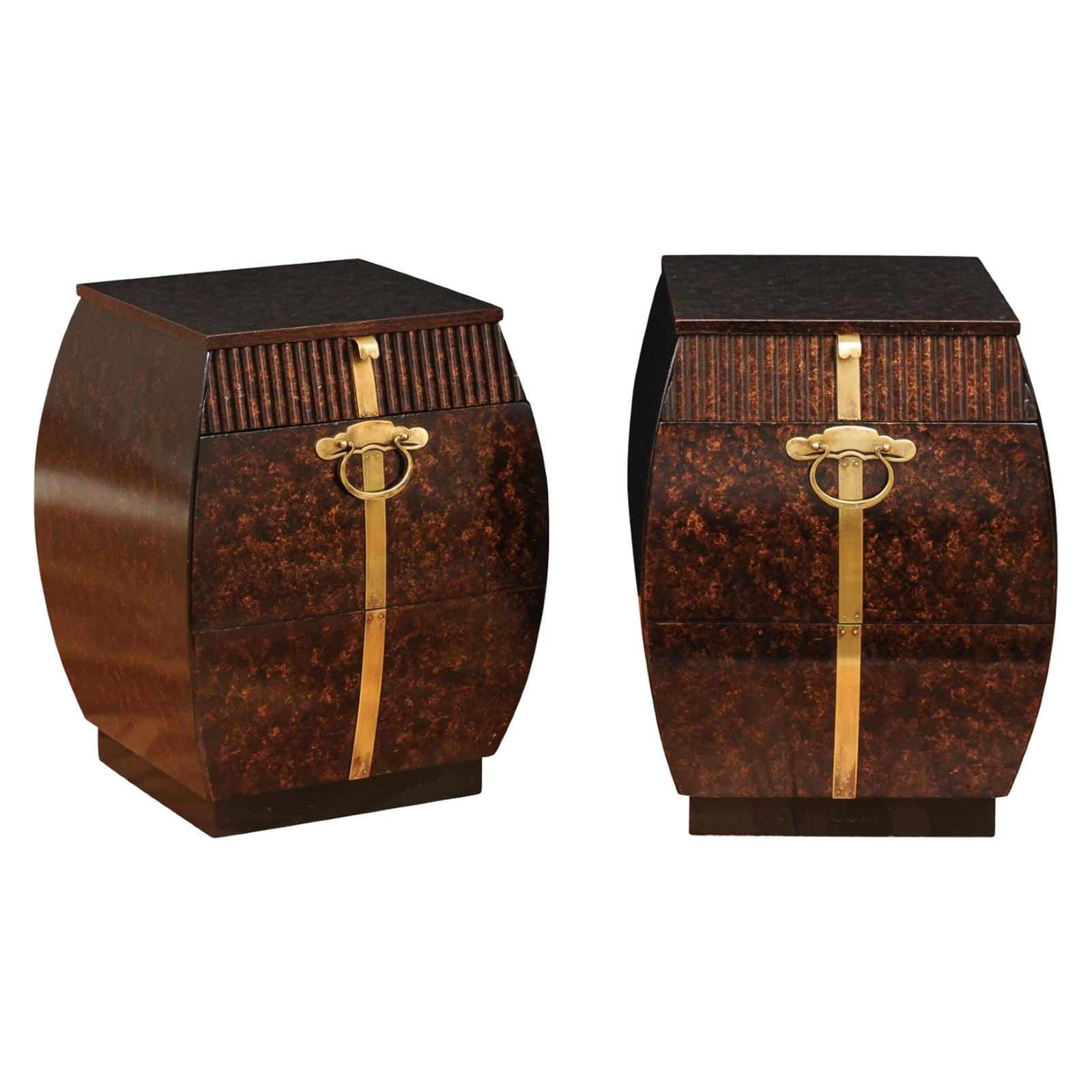 Exquisite Pair of Bombe Small Chests by Bert England for Widdicomb, circa 1965