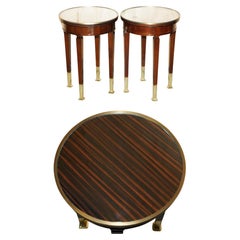EXQUISITE PAIR OF BRASS & MASSCAR EBONY DECCA HOME SIDE LAMP TABLEs