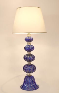 Exquisite Pair of Cobalt Blue with Gold Flecks Table Lamps