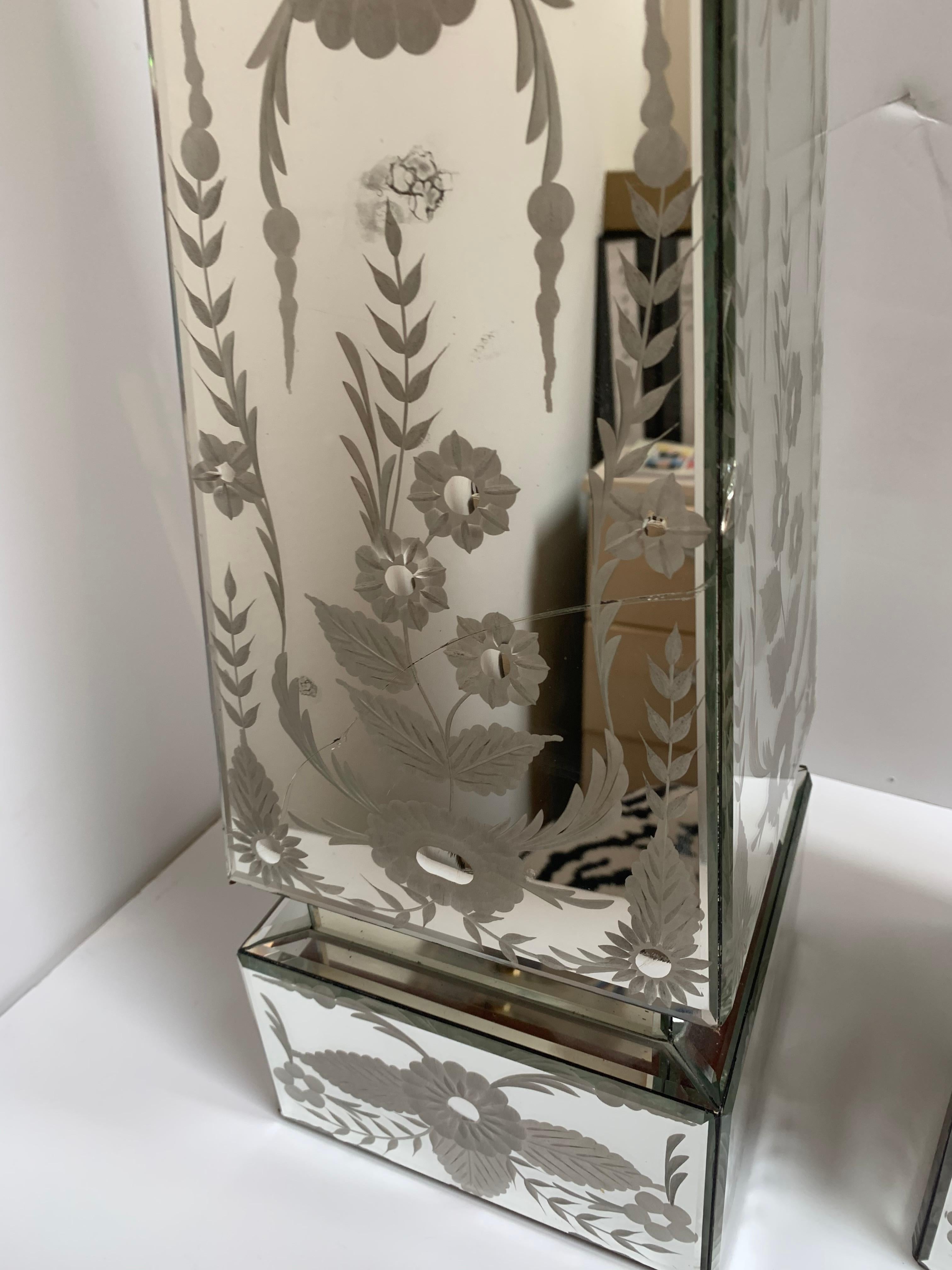 Exquisite Pair of Etched Mirrored Obelisk For Sale at 1stDibs | mirror ...