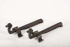 Exquisite Pair of French Duck-Shaped Andirons in Hand-Forged Iron