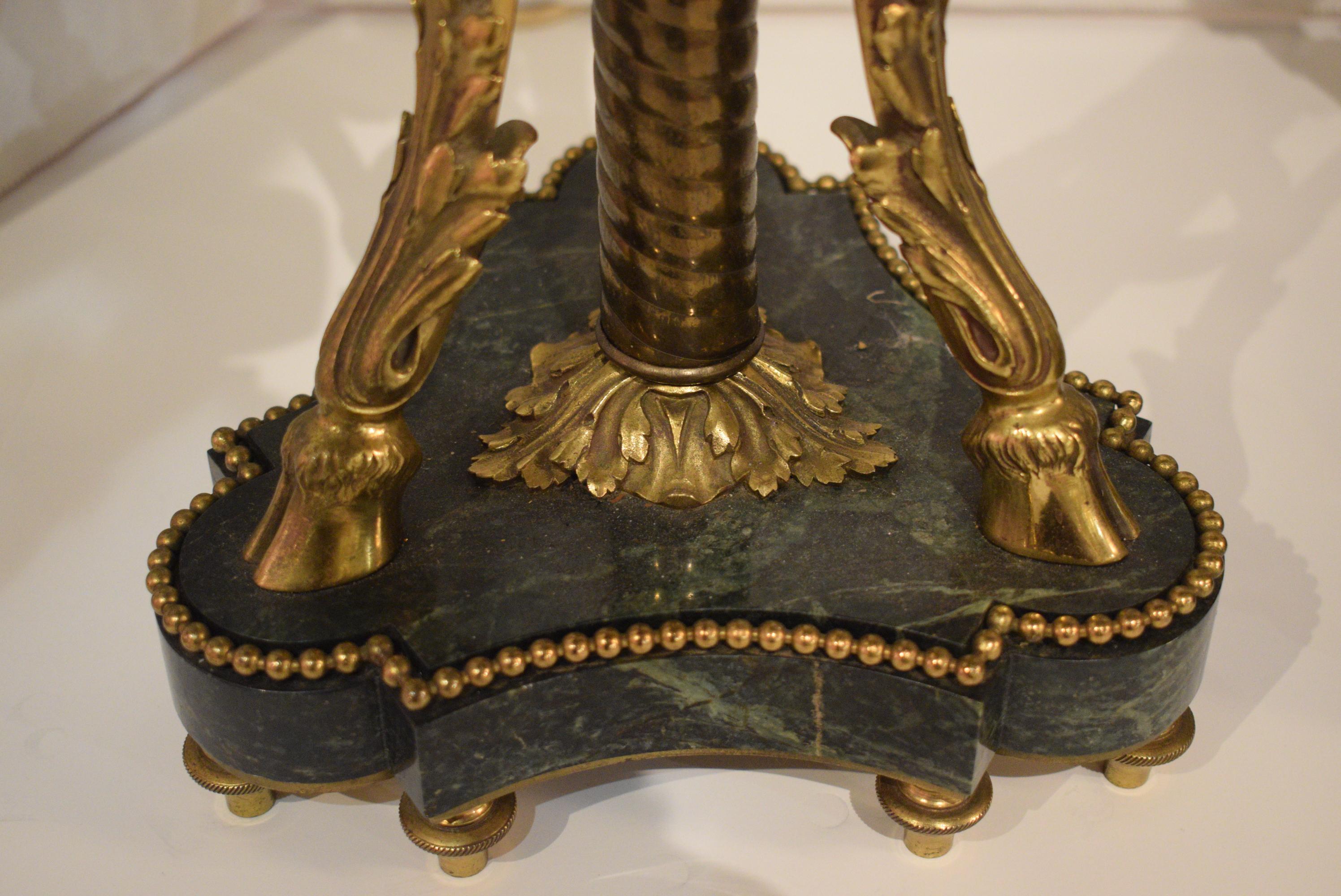 Exquisite Pair of Gilt Bronze and Marble Lamps In Good Condition For Sale In Atlanta, GA