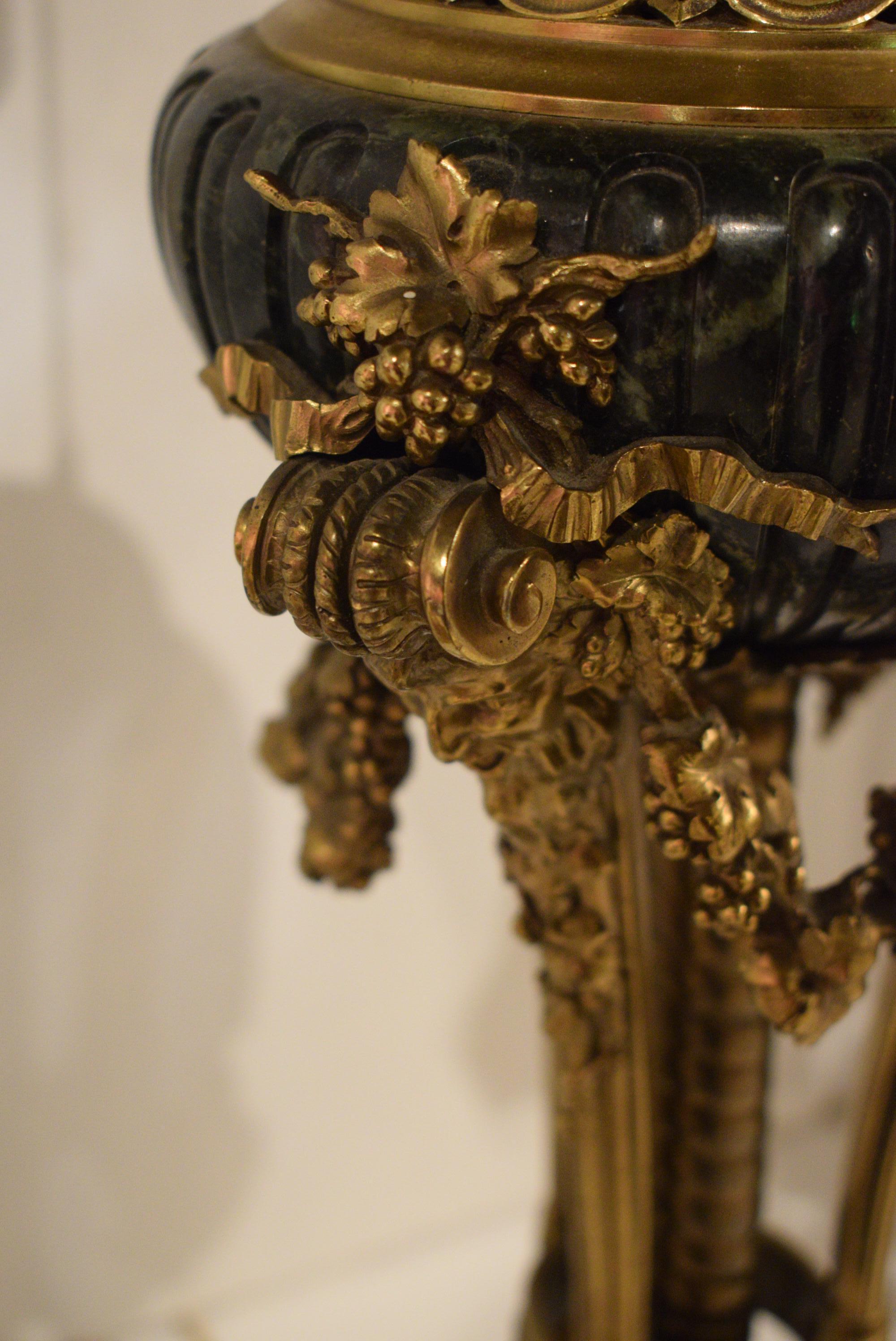 Late 19th Century Exquisite Pair of Gilt Bronze and Marble Lamps For Sale