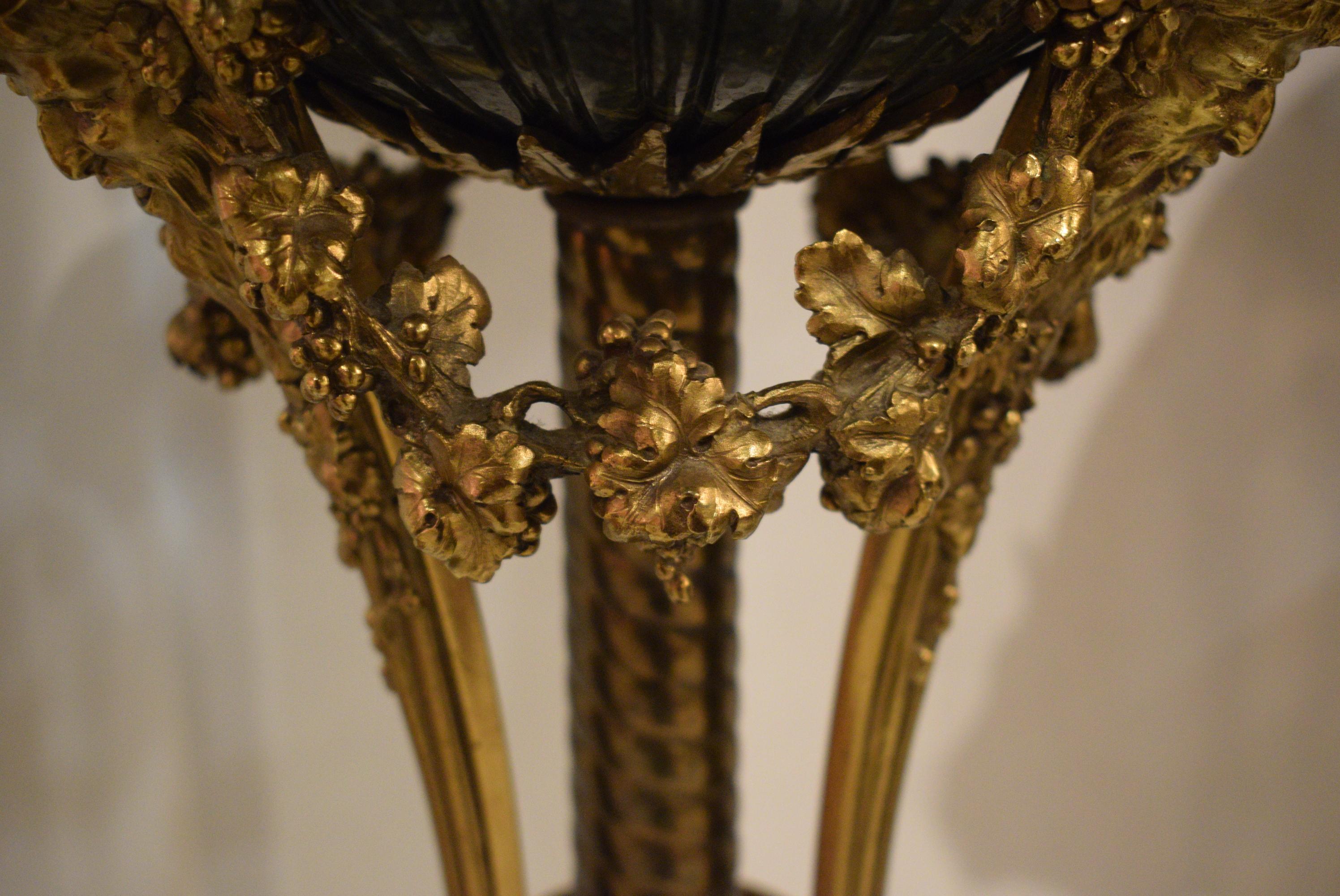 Exquisite Pair of Gilt Bronze and Marble Lamps For Sale 1
