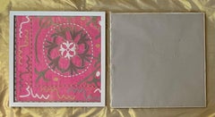 Exquisite Pair of Hand-Embroidered Antique Silk Suzani Framed Silk-on-Silk