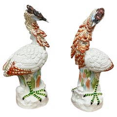 Exquisite Pair of Hand-Painted Mottahedah Birds - Italian Porcelain