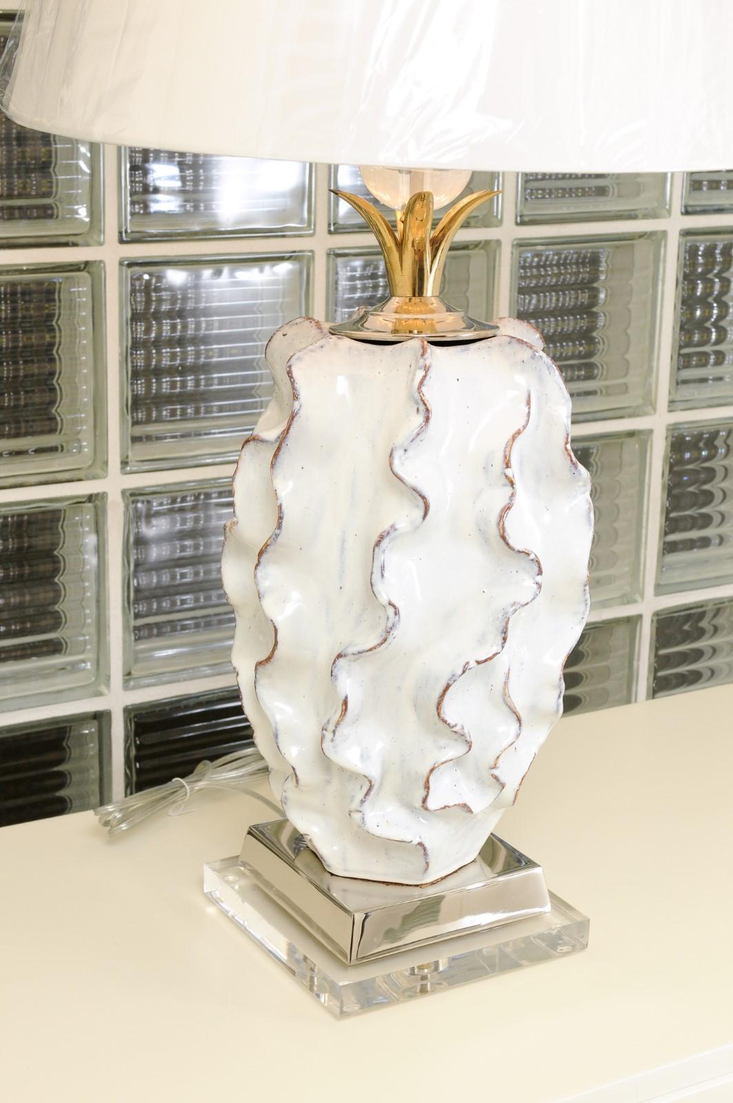 Ein exquisites Paar handgefertigte portugiesische Keramikgefäße mit Glasur als neue maßgefertigte Lampen (Organische Moderne) im Angebot