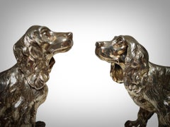 Exquisite Pair of Italian Solid Silver Cocker Spaniel Dogs