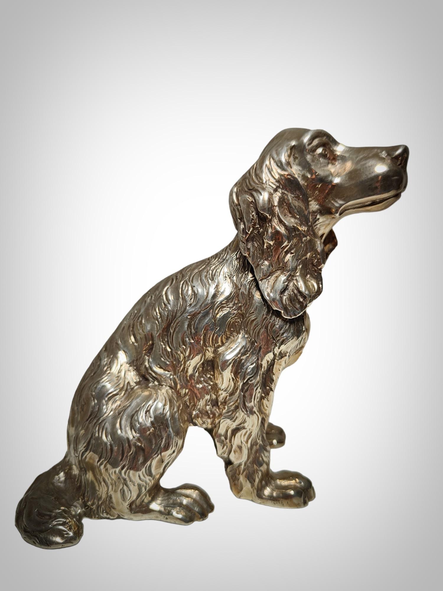 Sterling Silver Exquisite Pair of Italian Solid Silver Cocker Spaniel Dogs For Sale