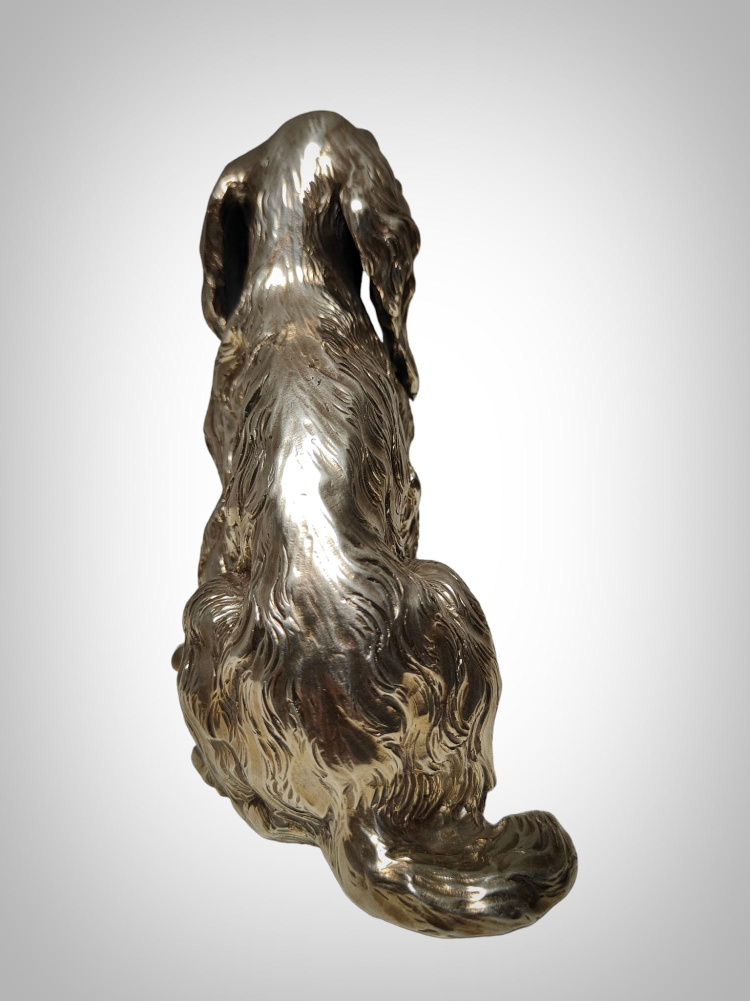 Exquisites Paar italienischer Cocker Spaniel-Hunde aus massivem Silber im Angebot 4