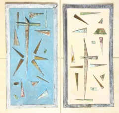 Exquisite Pair of Joseph Malekan Abstract Mixed-Media Wall Sculptures