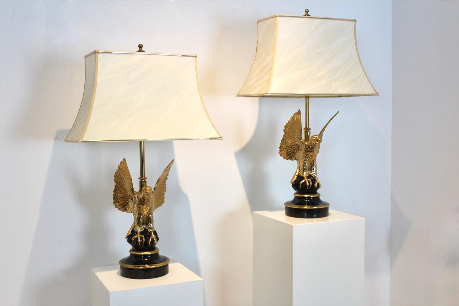 Beautiful Pair of very Large and Solid Brass Mid Century Table Lamps from the ‘70s produced by DeKnudt in Belgium which craftsmanship is renowned for its quality and beauty. Still in very good condition with some normal signs of wear appropriate to