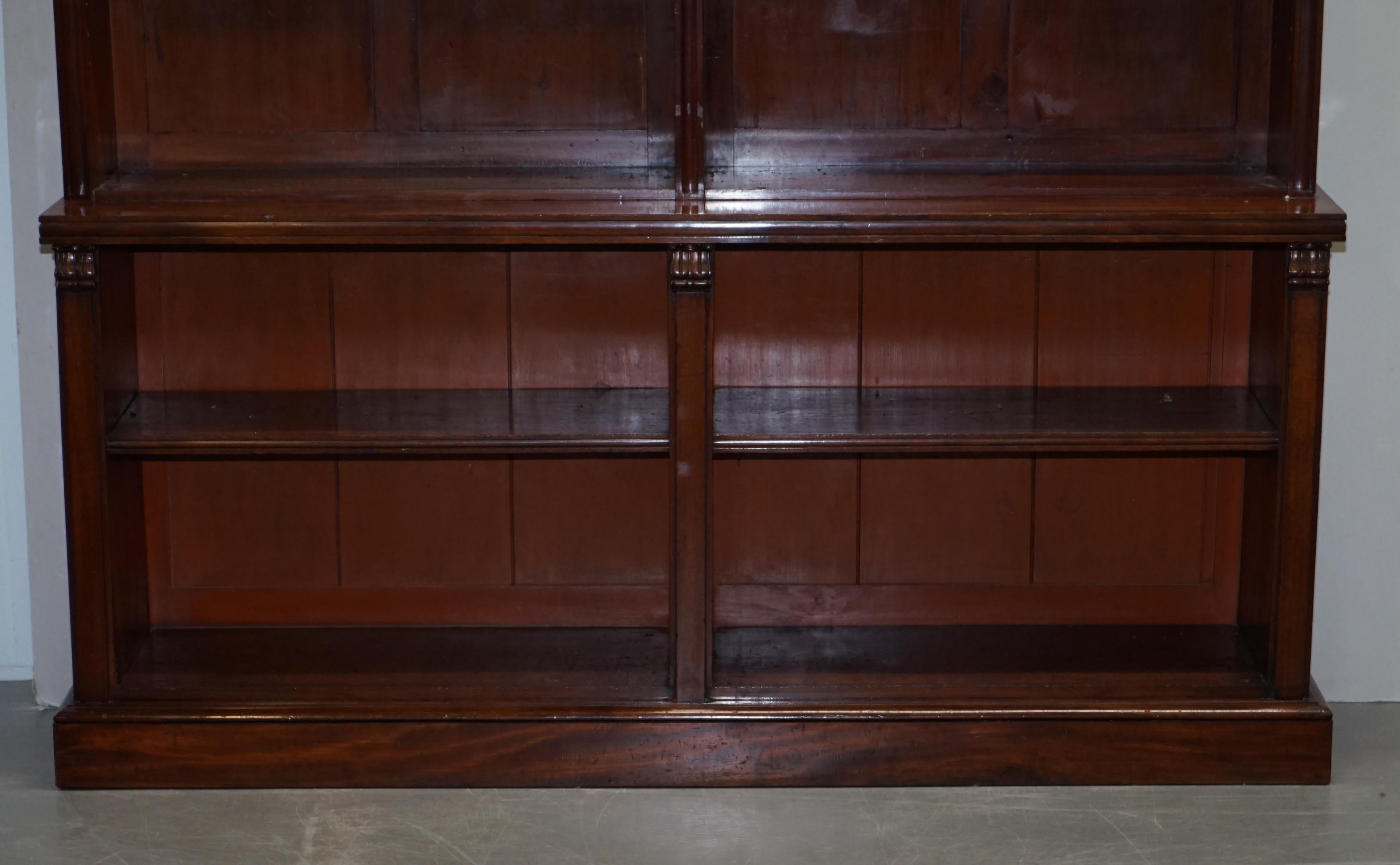 Exquisite Pair of Large Mid Victorian 1860 Antique Hardwood Library Bookcases 12
