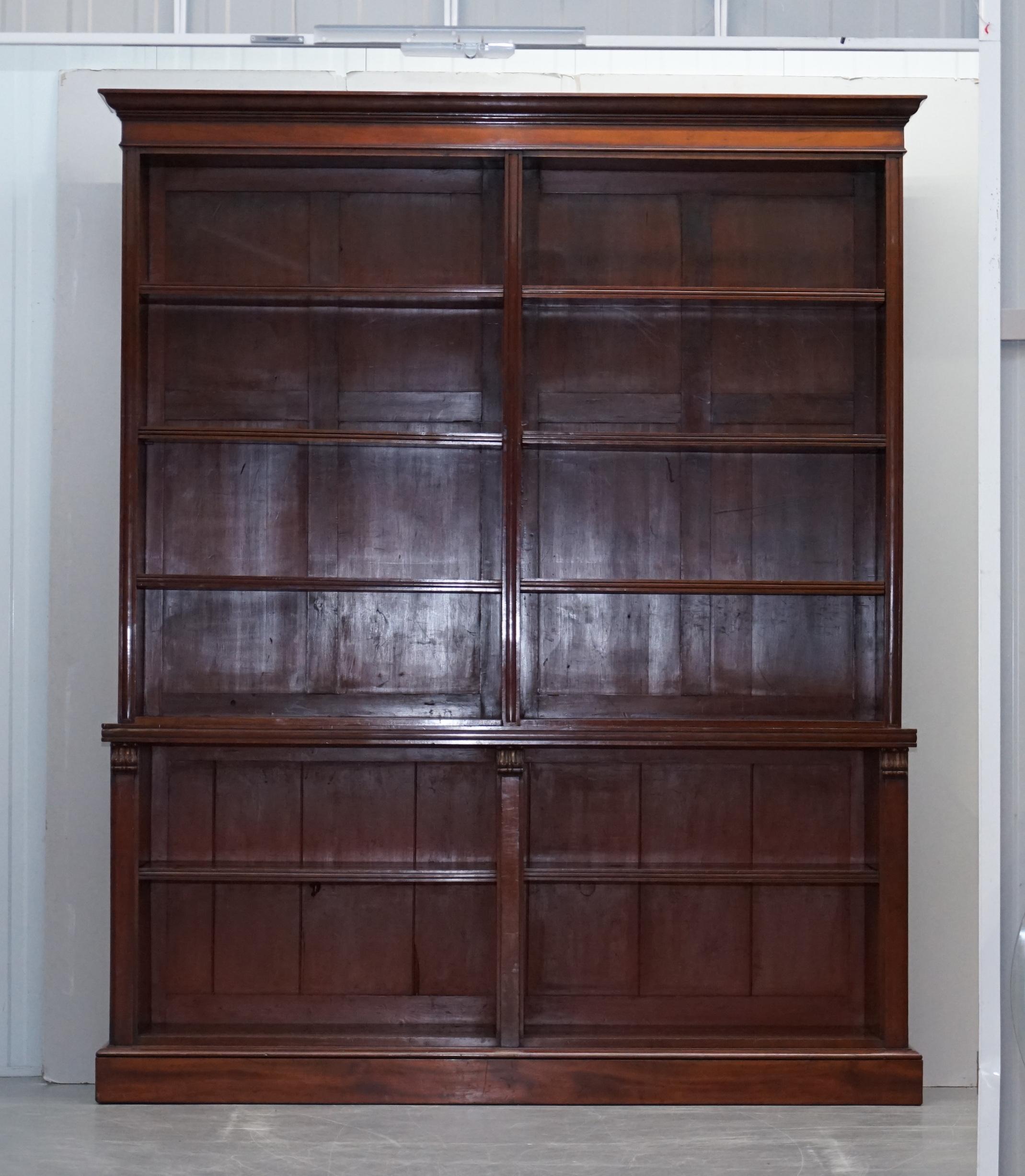 High Victorian Exquisite Pair of Large Mid Victorian 1860 Antique Hardwood Library Bookcases
