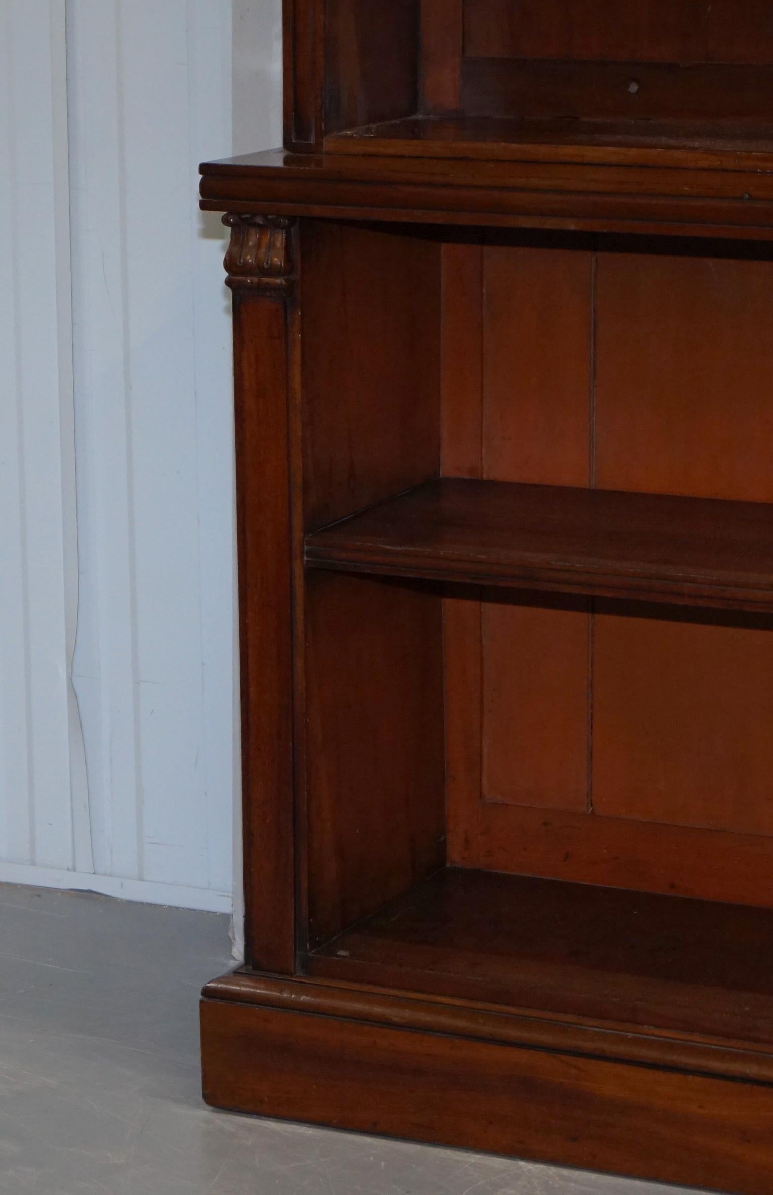 Hand-Crafted Exquisite Pair of Large Mid Victorian 1860 Antique Hardwood Library Bookcases