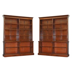 Exquisite Pair of Large Mid Victorian 1860 Antique Hardwood Library Bookcases