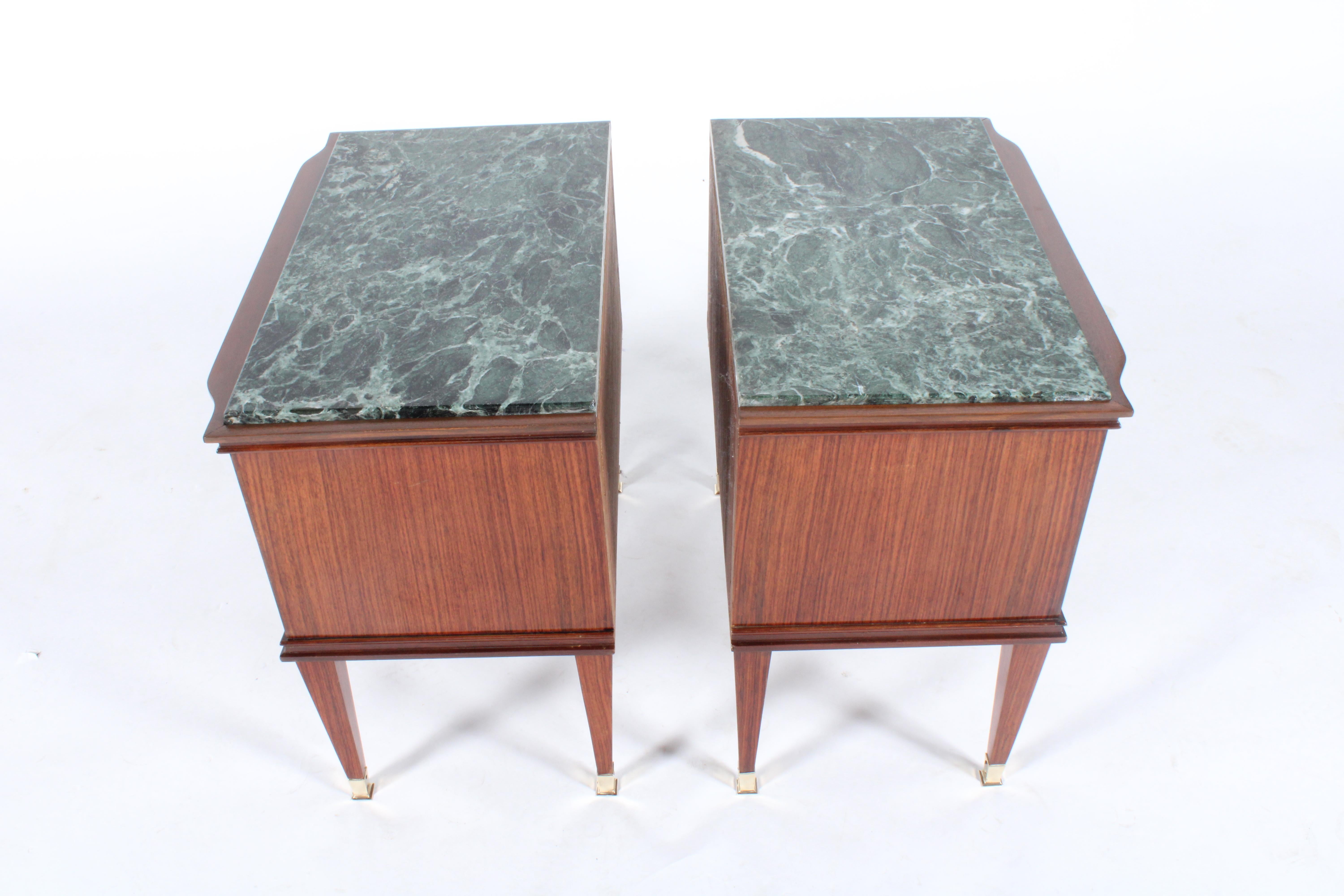 Exquisite Pair of Midcentury Italian Night Stands with Green Marble Tops 4